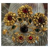 Joseff of Hollywood Chrysanthemum Brooch Earrings Set 