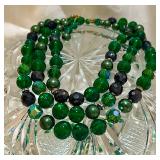 Robert DeMario Emerald Glass 3 Strand Necklace 