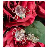 Coro Twinkling Twins Beetle Bug Brooch Pins & Earrings Set Jelly Belly 