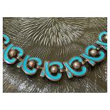 Margot De Taxco Sterling Enamel Choker Necklace 