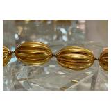 Miriam Haskell Smooth & Textured Metal Bead Necklace 