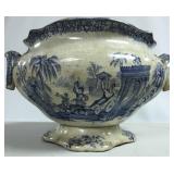 ANTIQUE BLUE & CREAM VASE