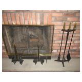 Donald Deskey For Bennett fireplace tools screen andirons