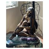 signed marble base with amethyst