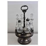 CUT GLASS CONDIMENT CADDY