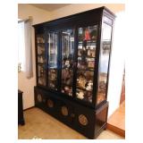 Oriental black lacquer display cabinet 