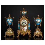 19th Antique Clock and Garniture