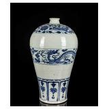 Yuan Style Large Antique Blue&White Vase(Meiping)