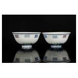 A Pair Of 18th Style Antique Doucai Bowl