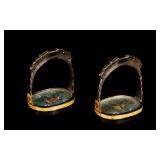 Pair of 19th Antique Cloisonne Stirrup In Copper