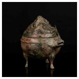 Han Period Antique Bronze Censer with Cover