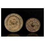 Two Pieces Antique Bronze Mirrors