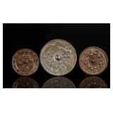 Three Pieces Antique Bronze Mirrors