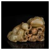 Ming Antique Celadon Jade Shishi