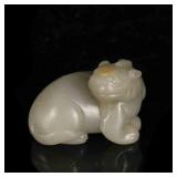 Ming Dynasty Antique White Jade Beast