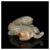 Han Style Antique Celadon Jade Beast