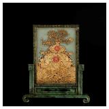 18th Qianlong Style Antique Spinach Jade Screen With