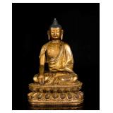 19th Antique Gilt-Bronze Figure Medicine Buddha