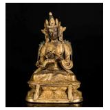 19th Antique Gilt Bronze Buddha