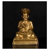 19th Antique Gilt Bronze Guru