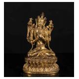 17th-18th Antique Gilt Bronze Guanyin