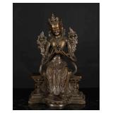 19th Antique Gilt Bronze Guanyin (Nepal)