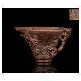 19th Antique Carved Agarwood Cup
