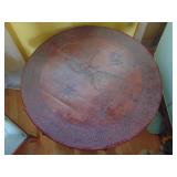 South American Hand Tooled Leather Top Table 