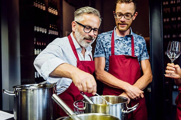 two men one trying new product