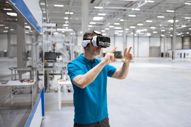 man using virtual reality goggles