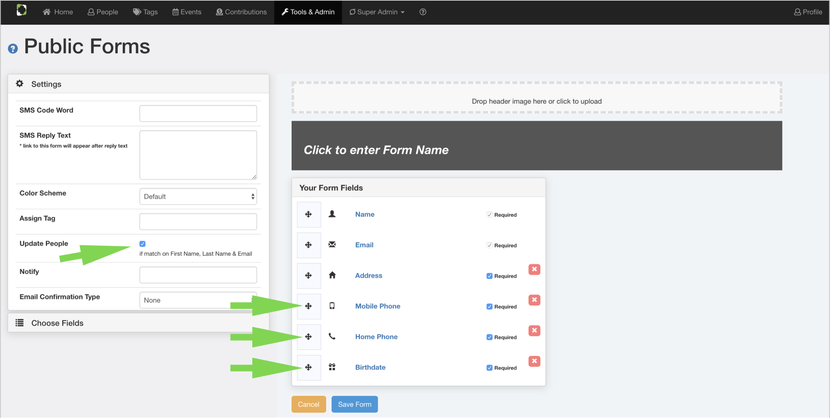 Public Forms - Custom Fields