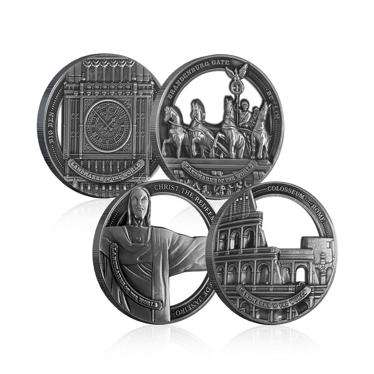 Sammlerstück Berühmte Wahrzeichen der Welt Sammlung 12 antike 3D Silbermünzen - Bild 21 von 49