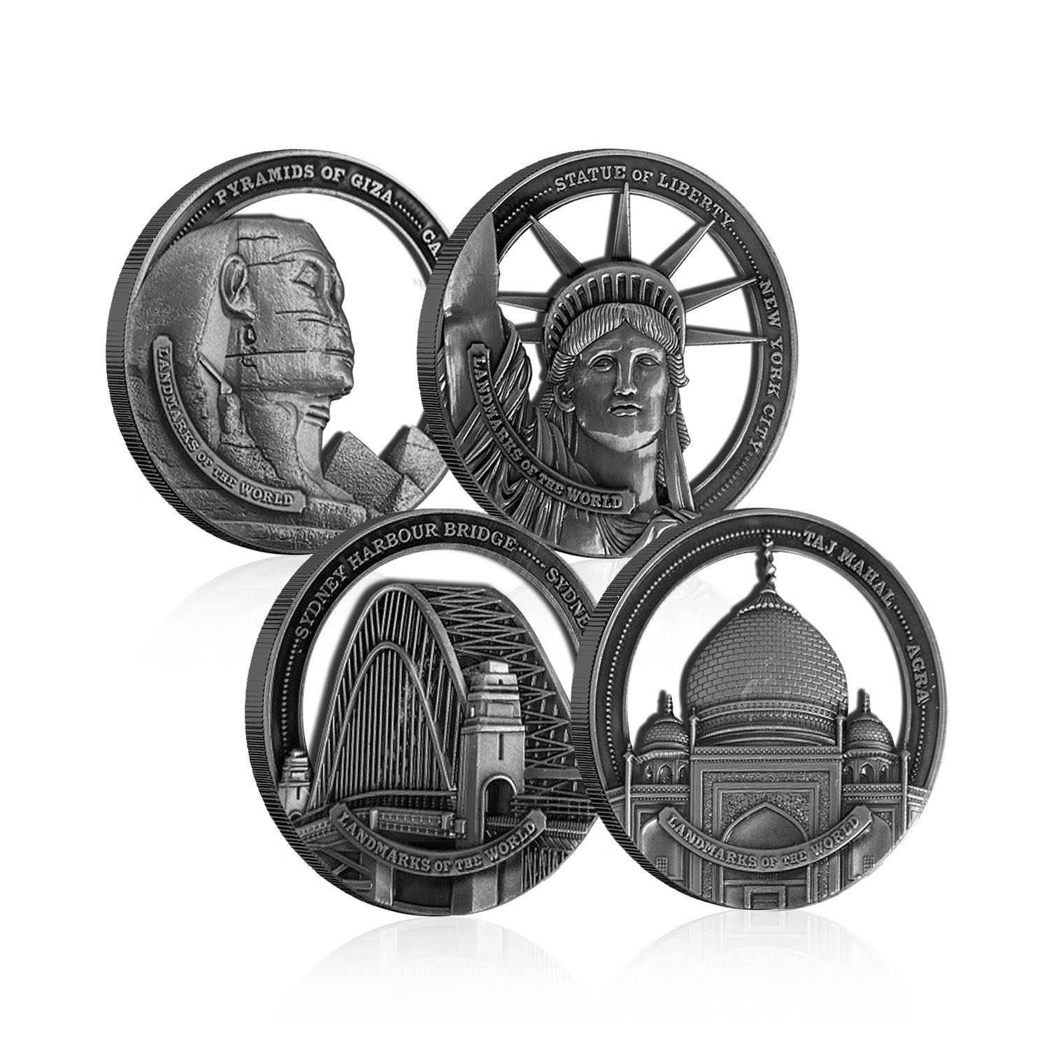 Sammlerstück Berühmte Wahrzeichen der Welt Sammlung 12 antike 3D Silbermünzen - Bild 23 von 49