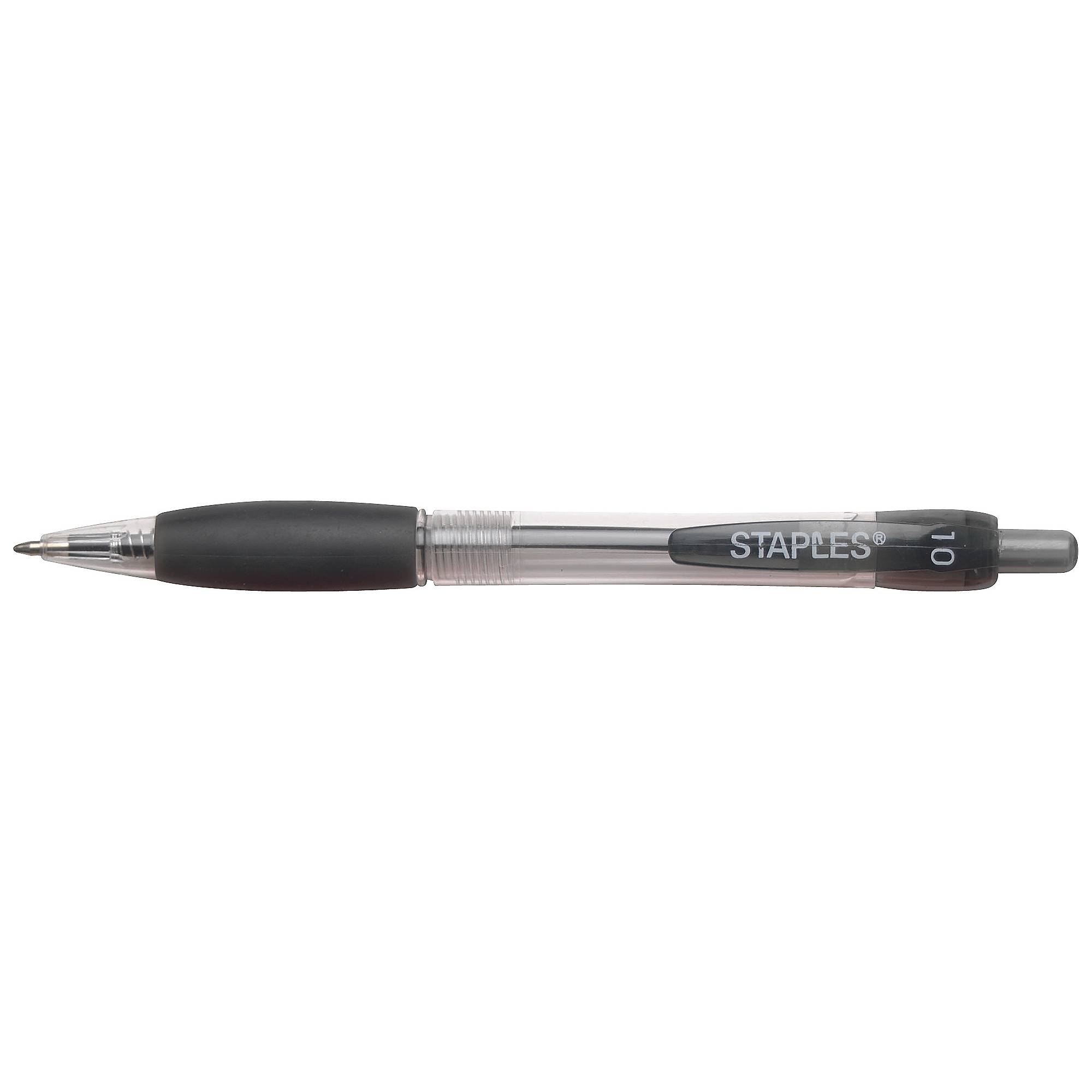 Staples Retractable Ballpoint Pens, Medium Point, Black, Dozen (22011/