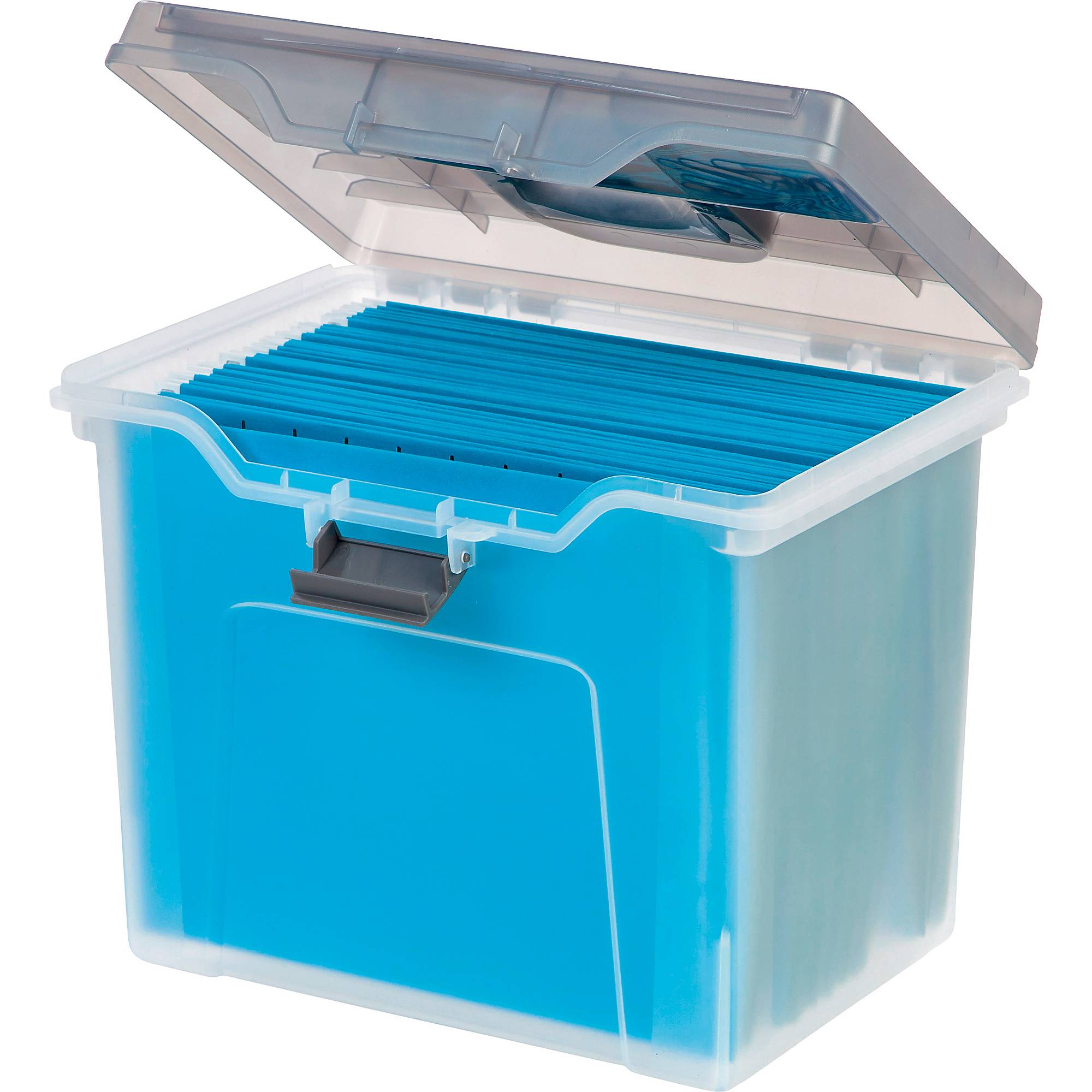 Staples Portable File Box, Letter Sized, Clear w/ Gray Lid (110991) eBay