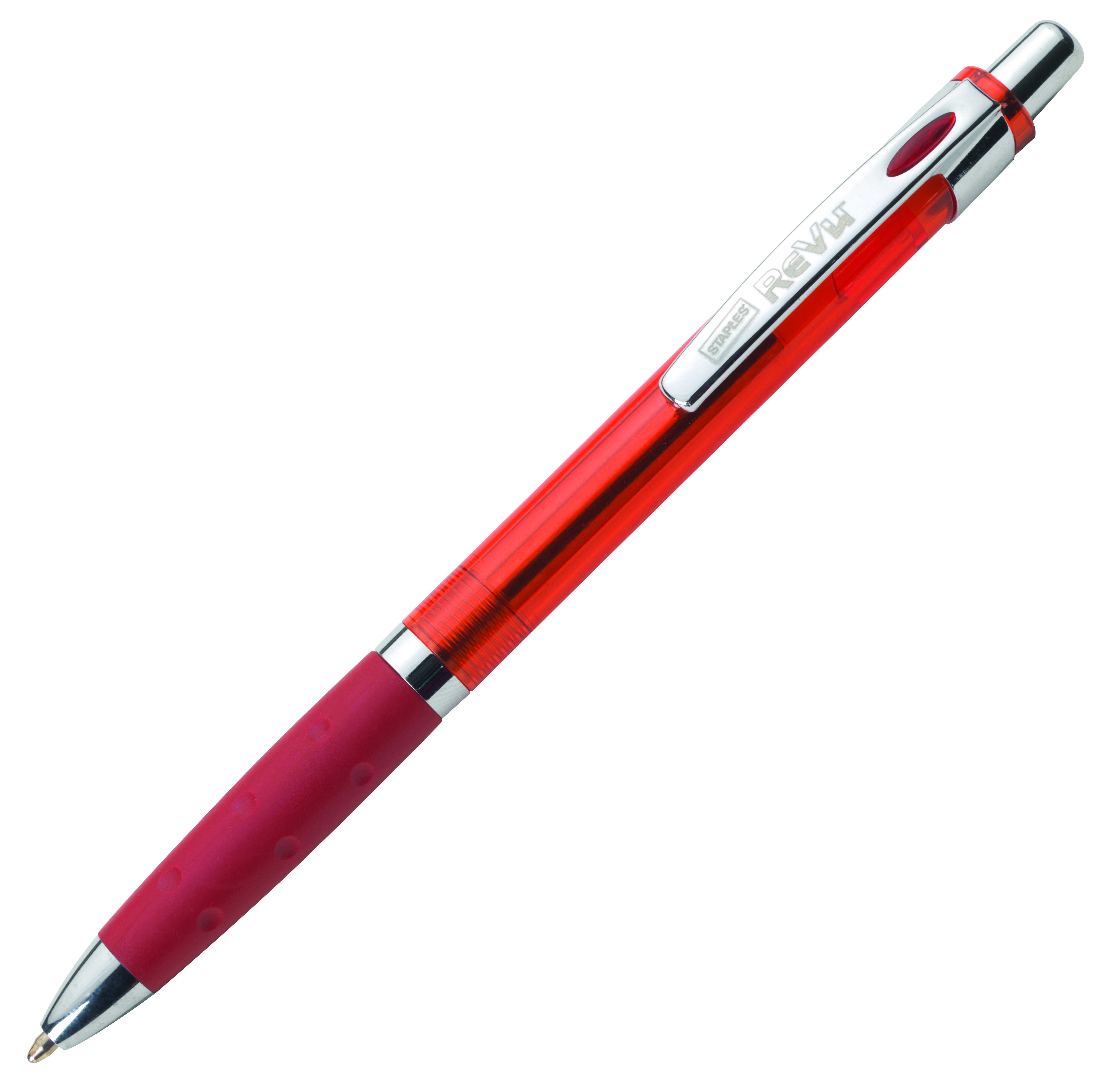 Staples Revu„¢ Retractable Ballpoint Pen, Bold Point, Red, Dozen (15088