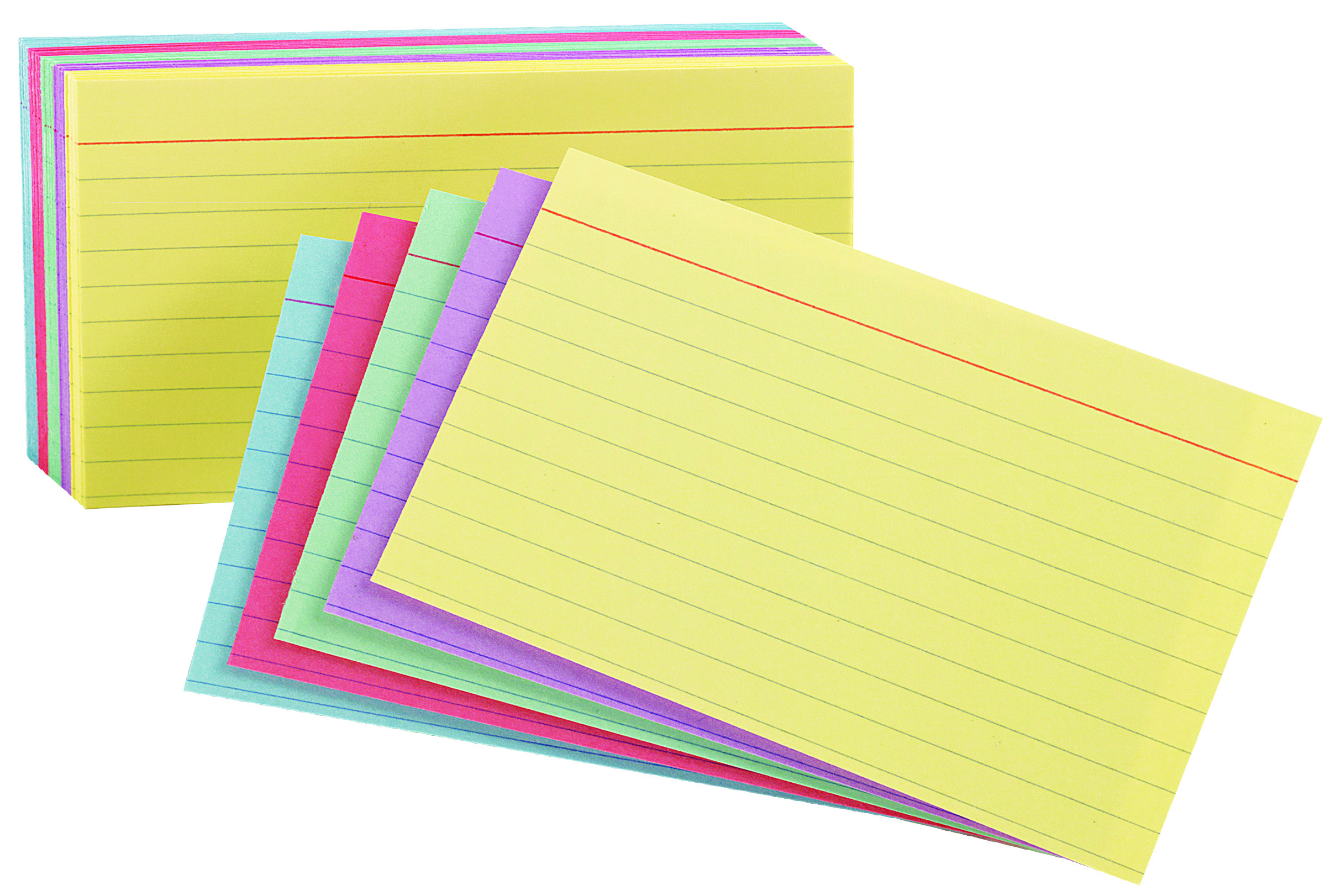 Staples Index Cards 3" x 5" Line Ruled Pastel Assorted Colors, 300/Pack