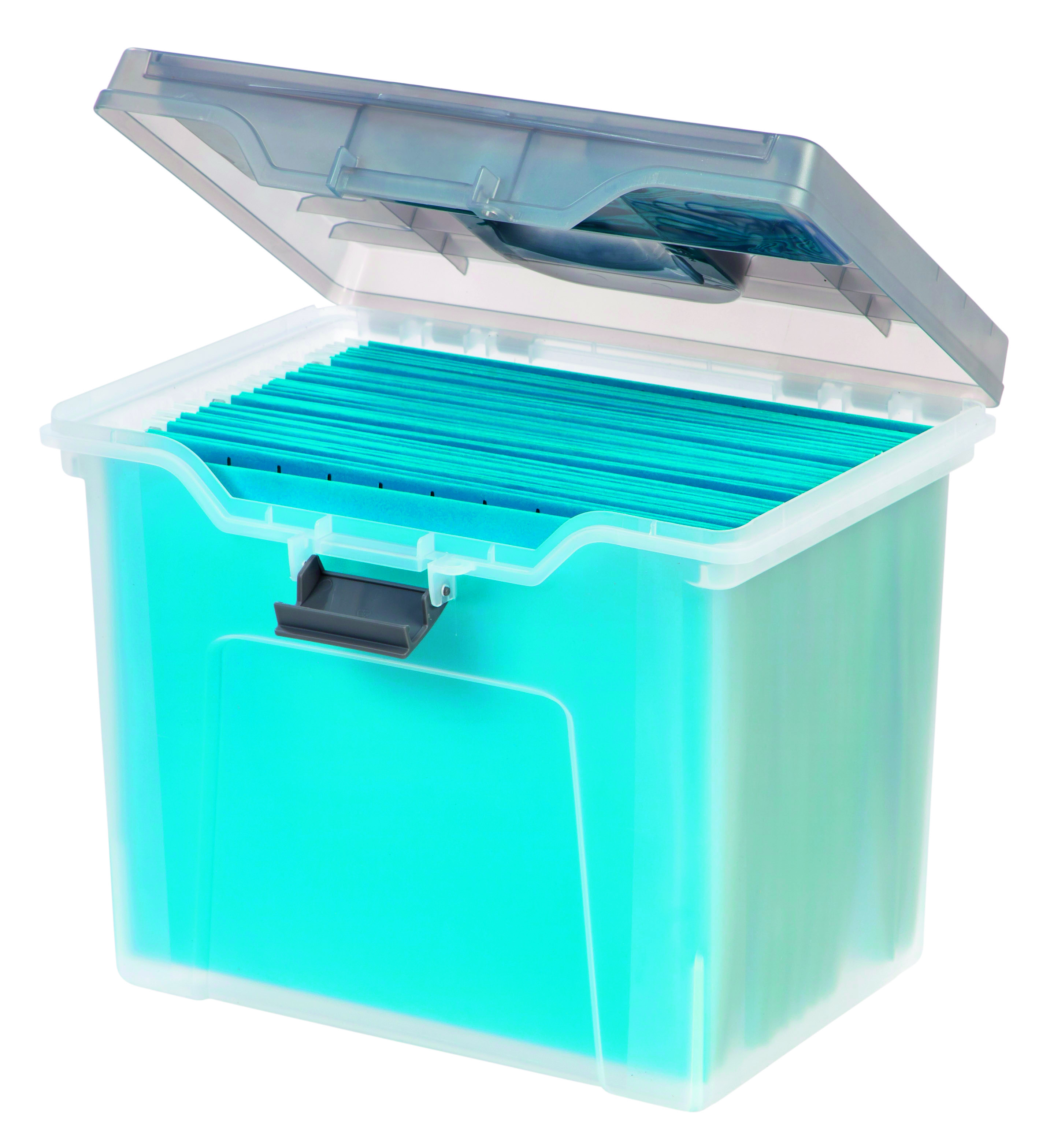 Staples Portable File Box, Letter Sized, Clear w/ Gray Lid (110991) eBay