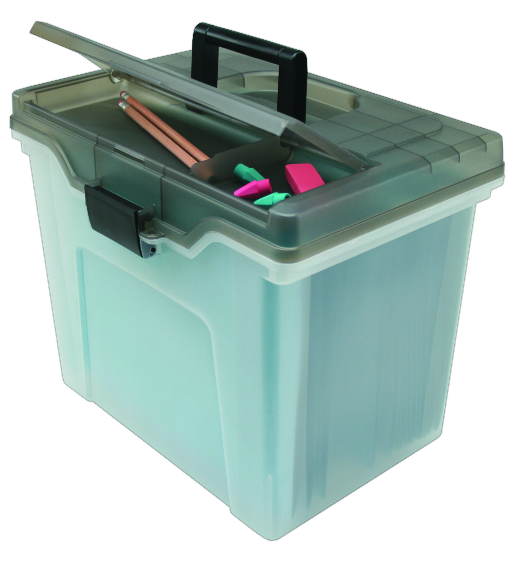 Staples Portable File Box, Letter Sized, Clear w/ Gray Lid (110991) eBay