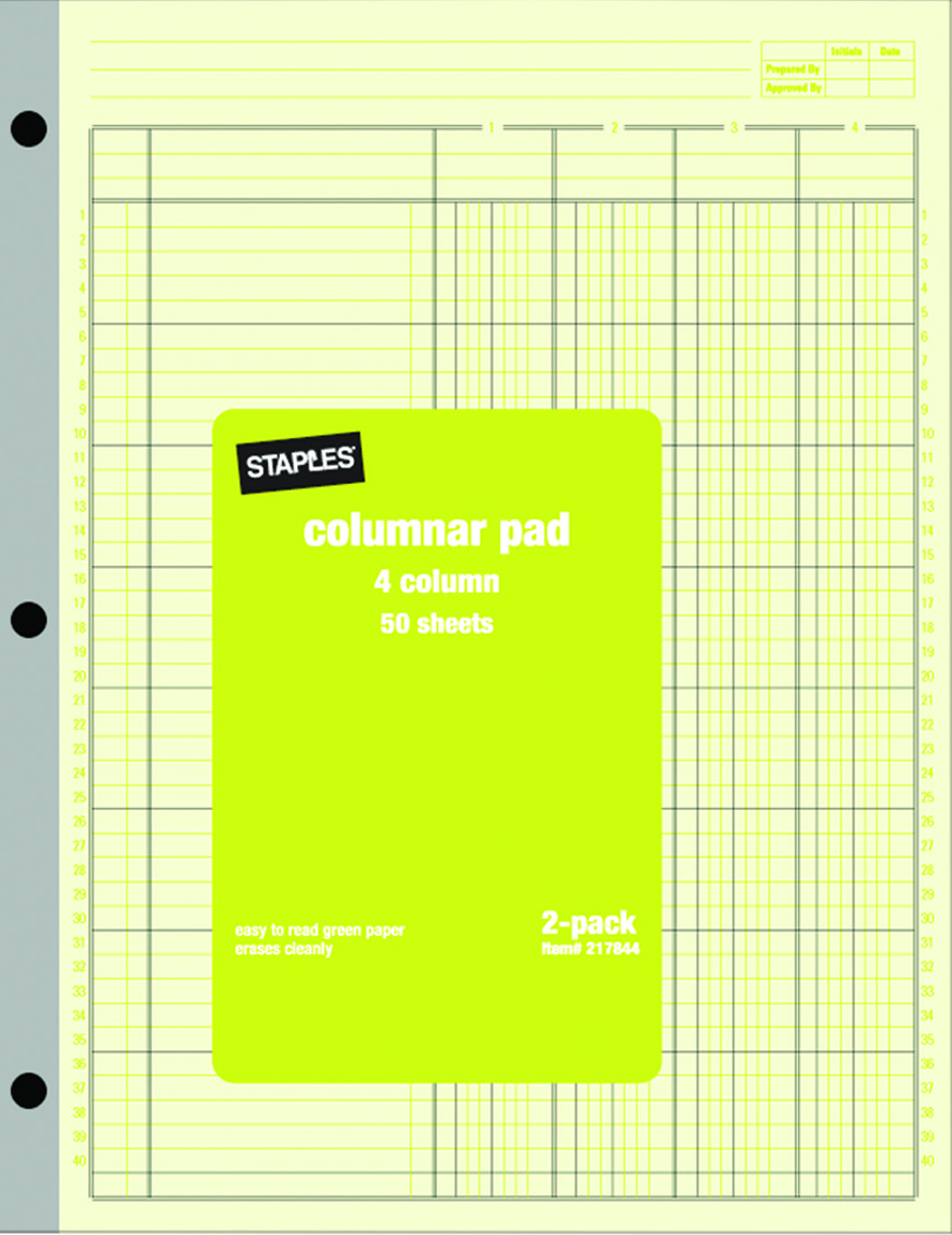 Staples Columnar Pads, 4 Columns, 81/2" x 11", 2/Pack eBay