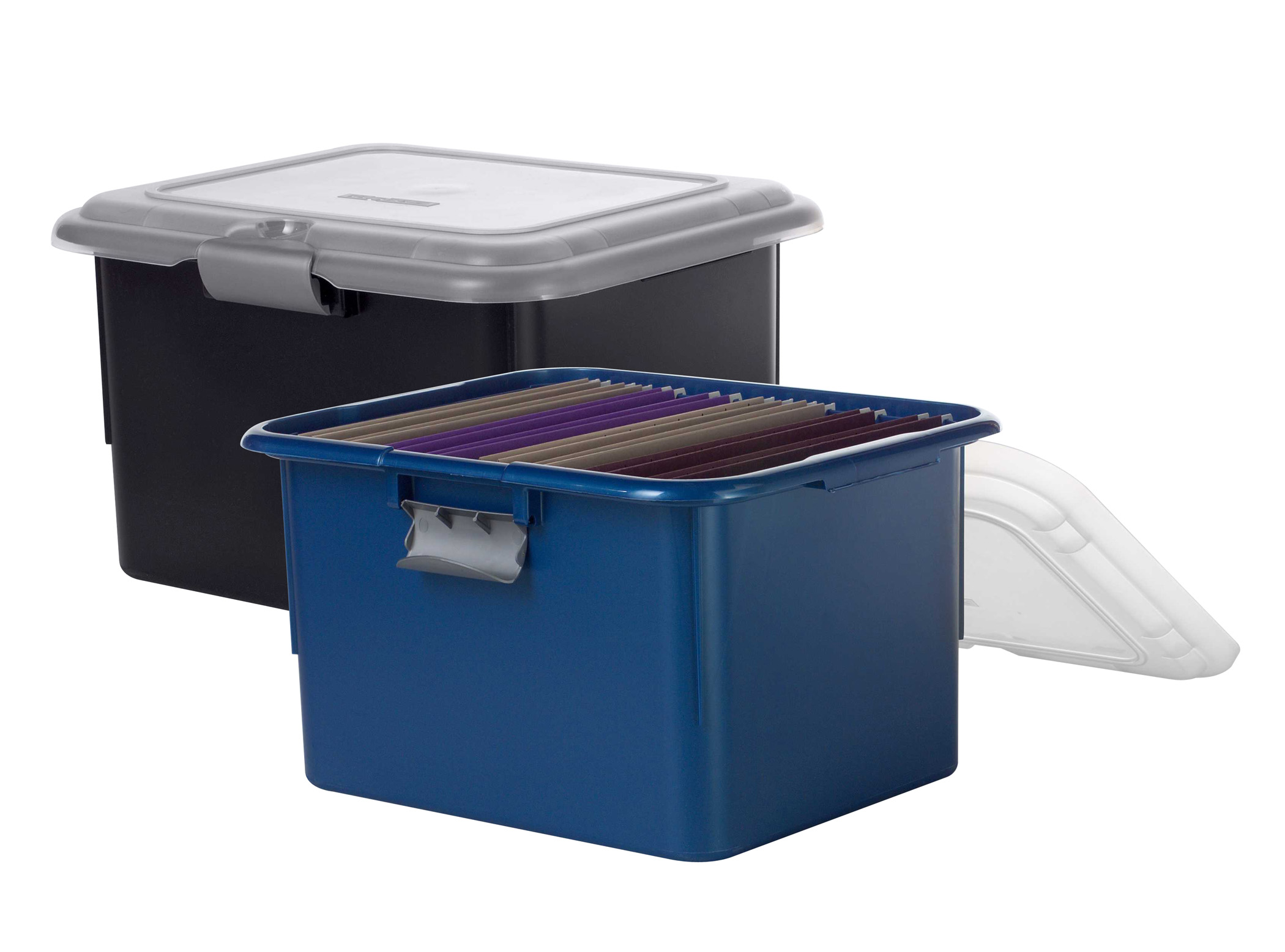 Staples Plastic Hinged File Boxes w/Lid, Blue eBay