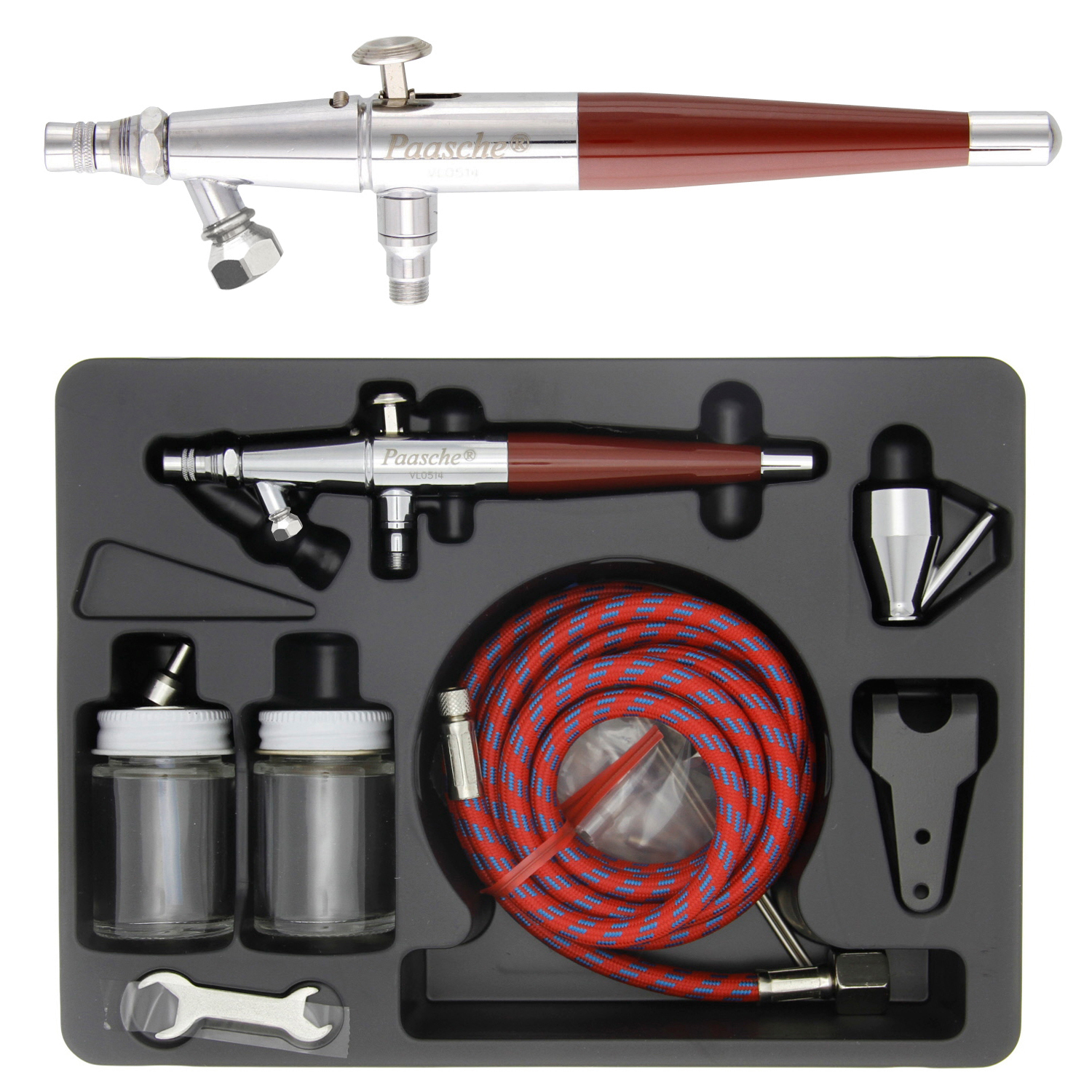 Paasche VLS SET Double Dual Action Siphon Feed Airbrush Kit Hobby Cake