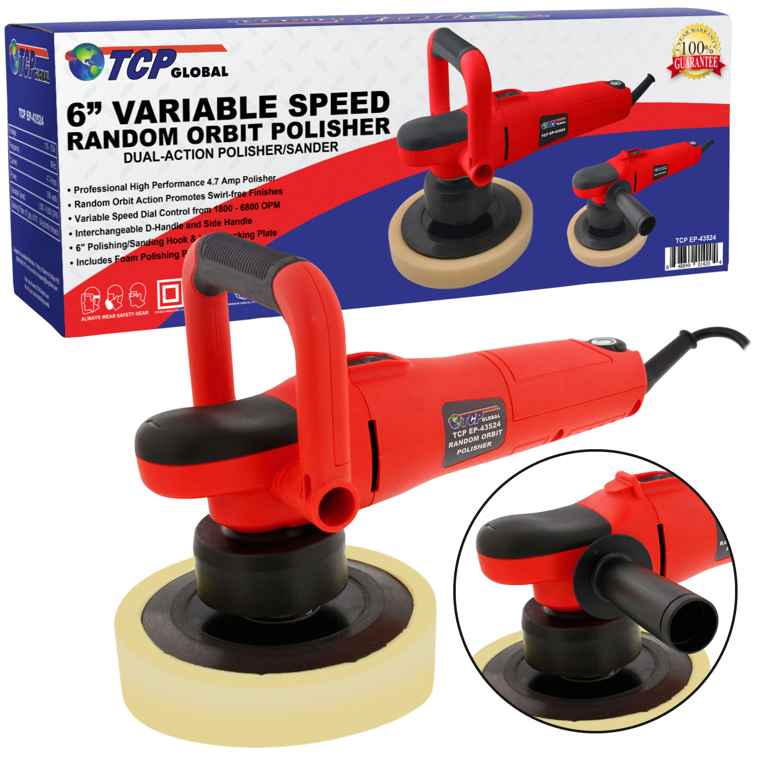 6" Variable Speed Random Orbit DualAction Polisher, Buffer, Detailing