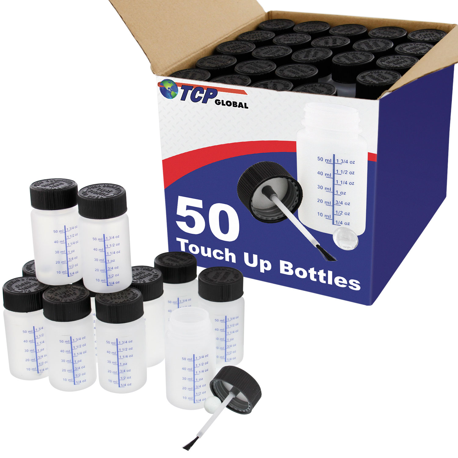 50 60 ml Paint Touch Up Bottles with Child Safety Lids, Auto Car