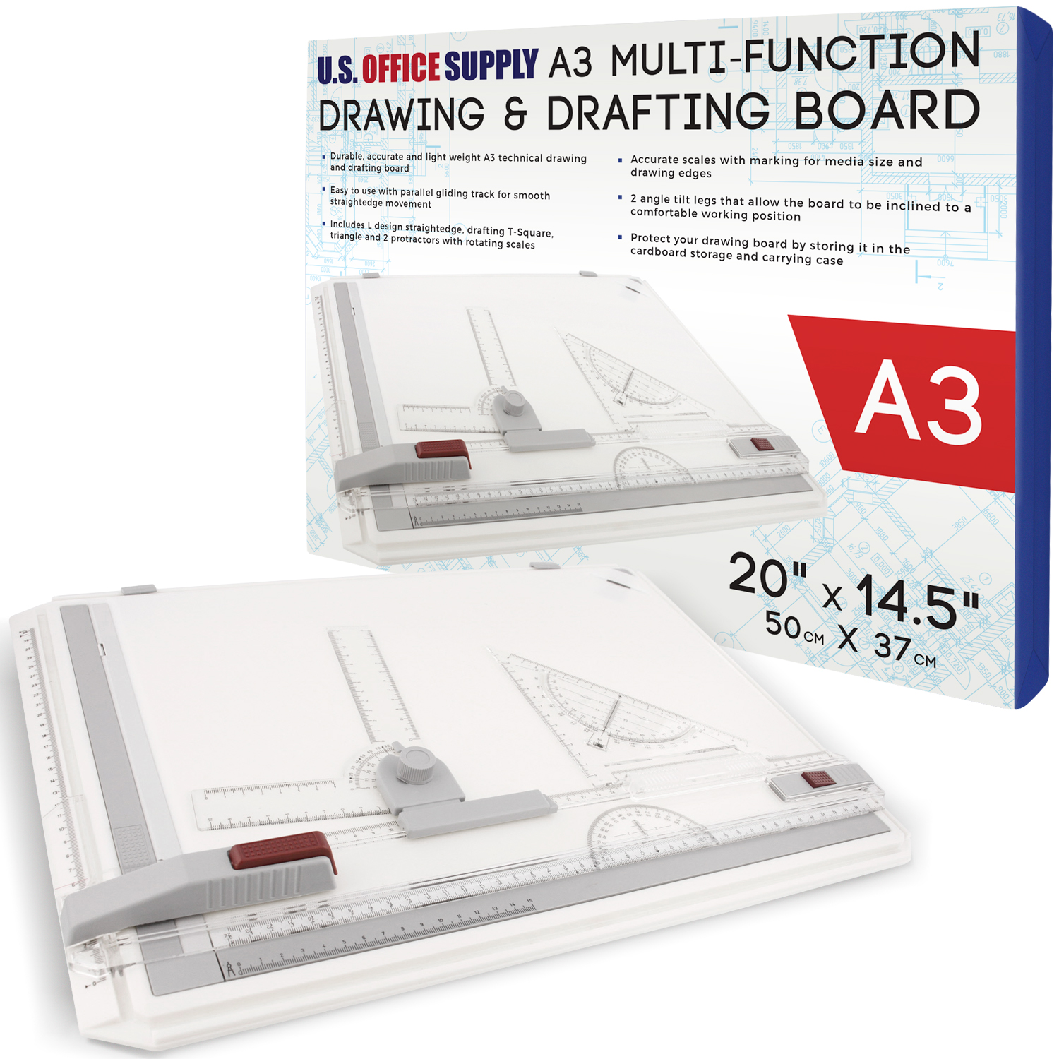 U.S. Office Supply A3 MultiFunctional Drawing Board Set Drafting Tools