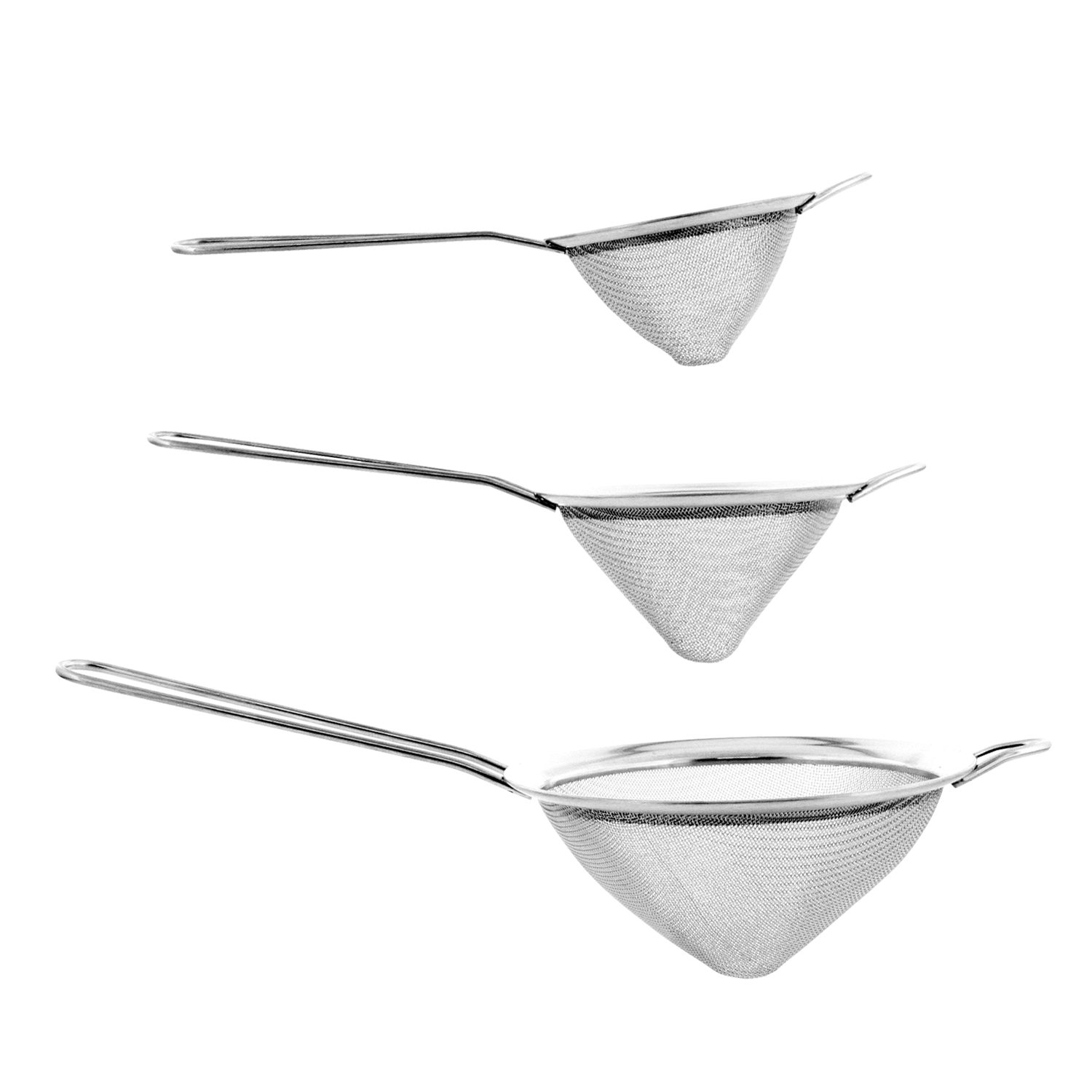 U.S. Kitchen Fine Twill Mesh Stainless Steel Conical Strainer Set 3 4 5 ...