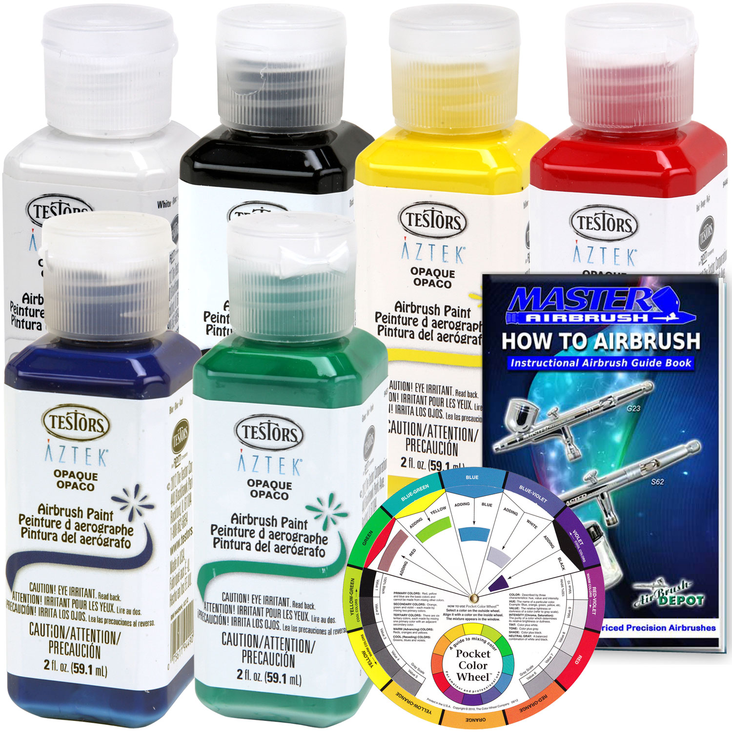 6 2oz TESTORS AZTEK Premium Opaque SemiGloss Acrylic Airbrush Paint