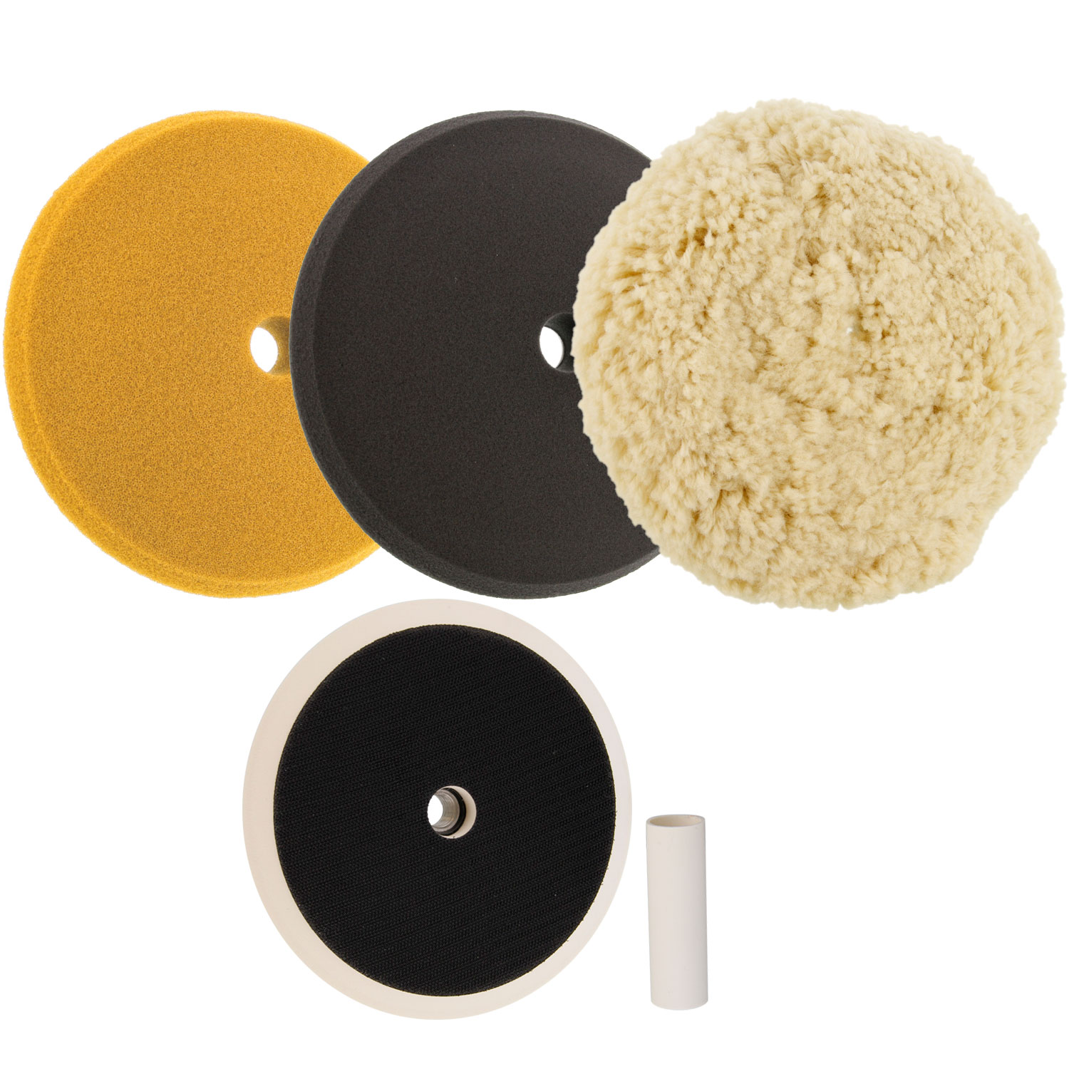 Foam Wool Buffing Polishing Pad Kit, 3 8" Polish Buff Pads Grip