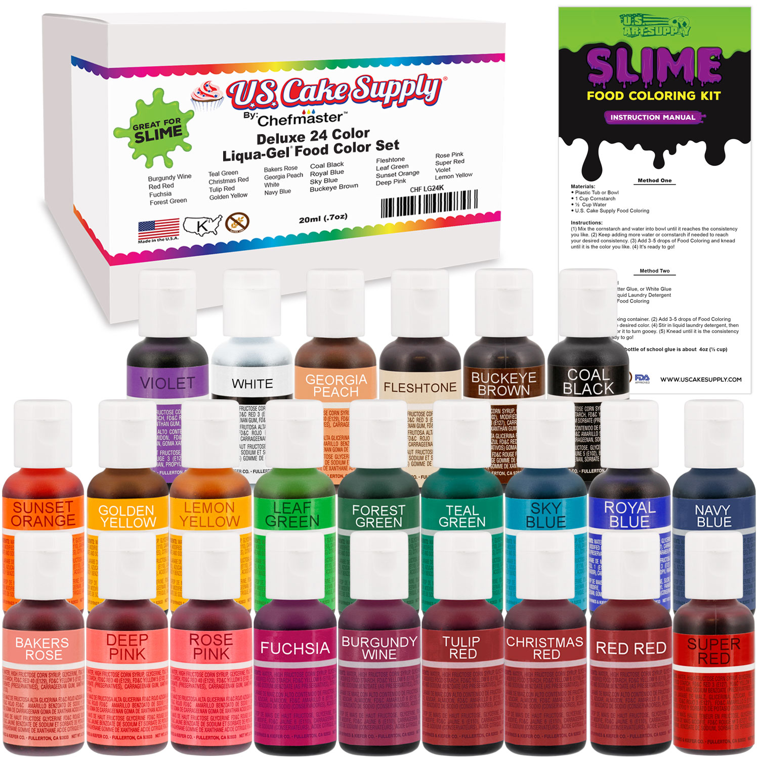 24 Color Liqua-Gel Slime Making Food Coloring Dye Kit - Non-Toxic ... 24 Color Liqua-Gel Slime Making Food Coloring Dye Kit - Non-Toxic ...