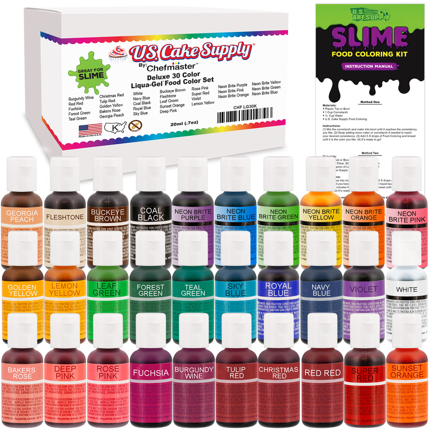 30 Color Liqua-Gel Slime Making Food Coloring Dye Kit - Non-Toxic ... 30 Color Liqua-Gel Slime Making Food Coloring Dye Kit - Non-Toxic ...